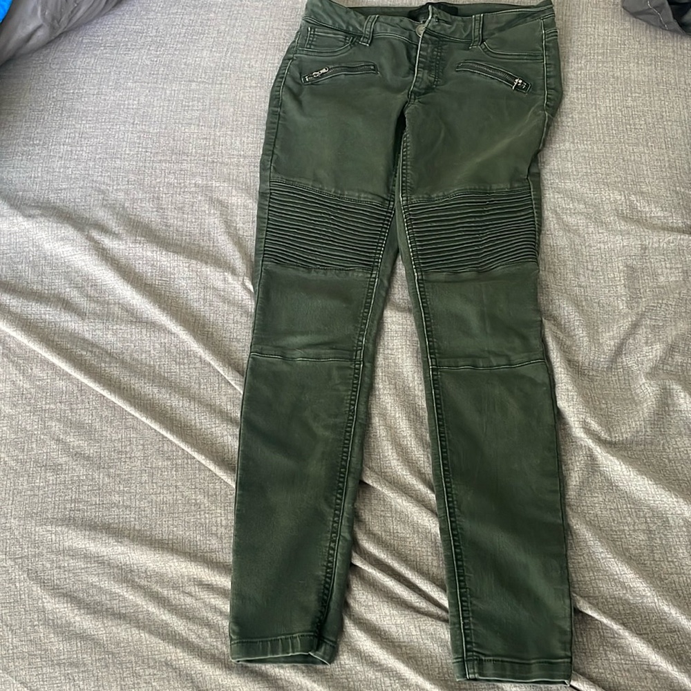 Green Ribbed Skinny Jeans